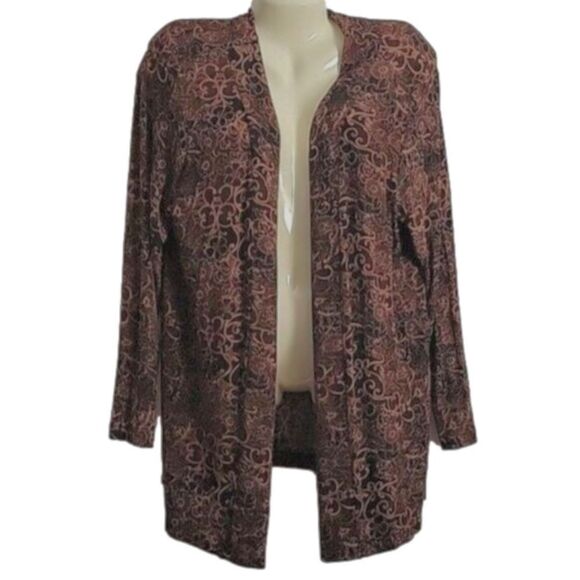 Vintage Draper's & Damon's XL Y2K Open Kimono Cardigan Blazer stretchy brown EUC - Picture 1 of 10